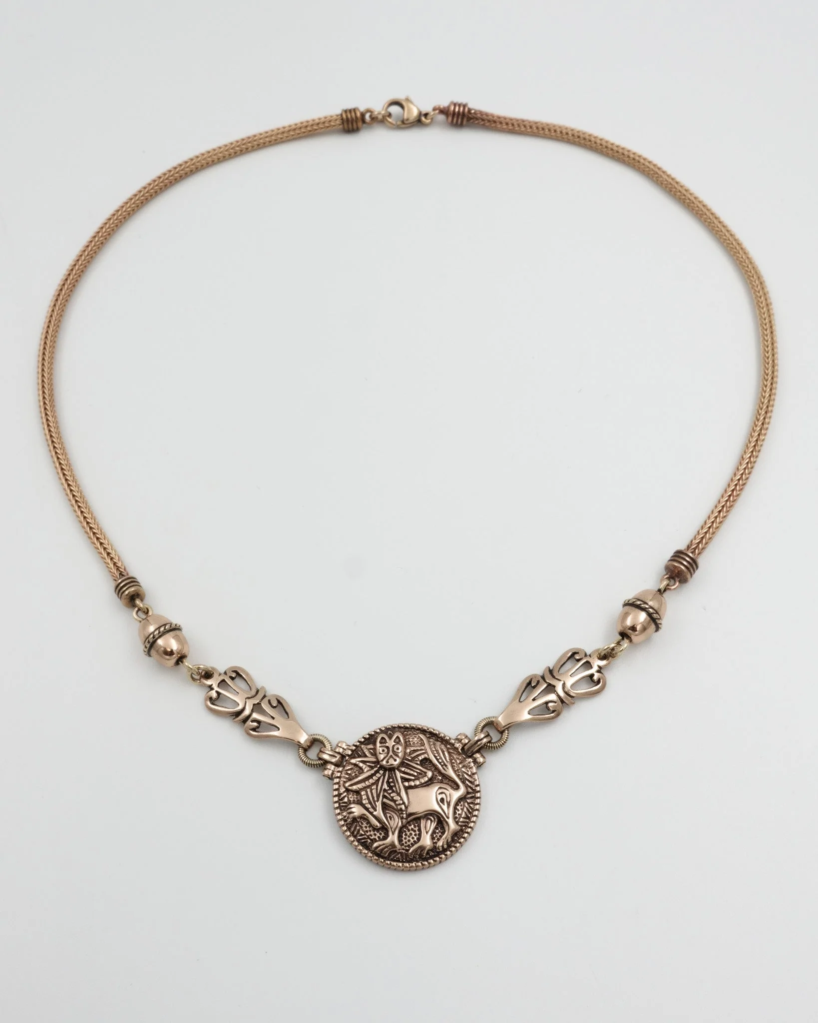 Kept Sun Lion necklace small 45 cm bronze