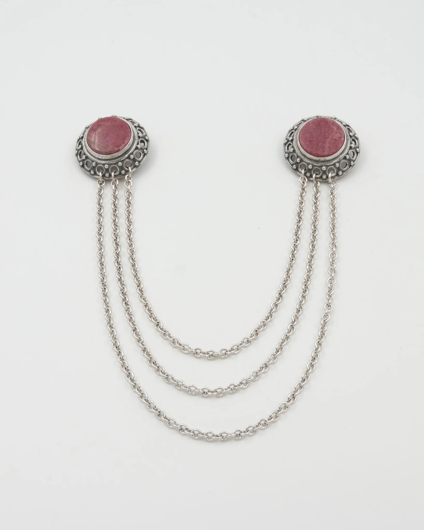 Held necklace silver rhodonite