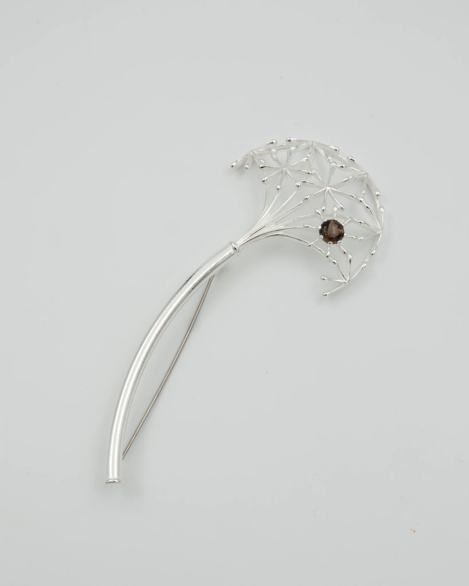 Kept Woman's voice brooch silver smoky quartz