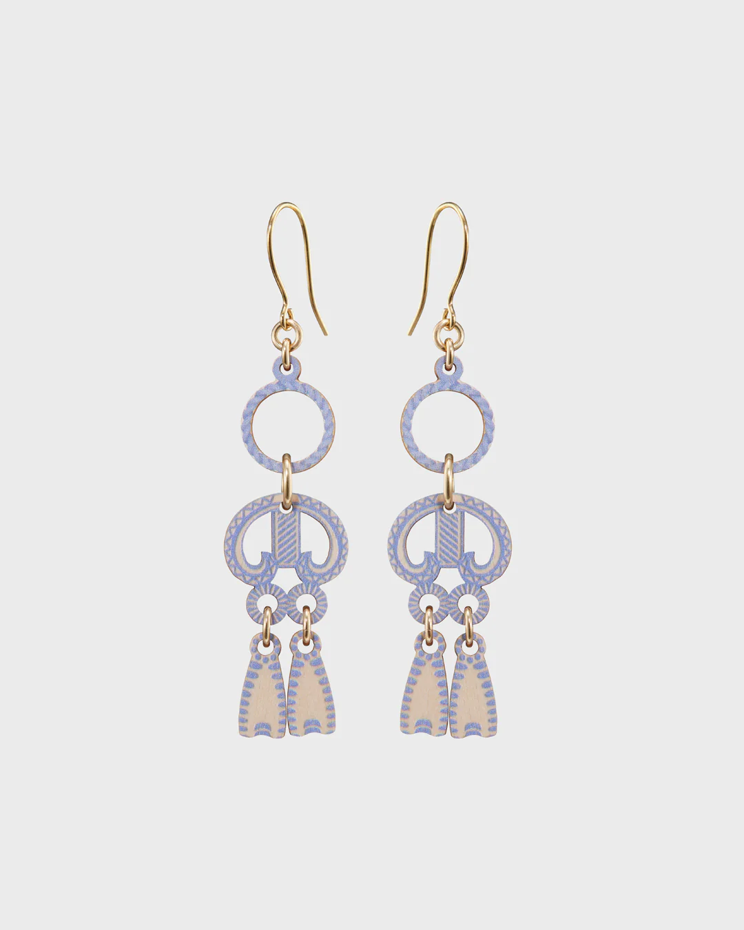 Pretzel plywood earrings blue