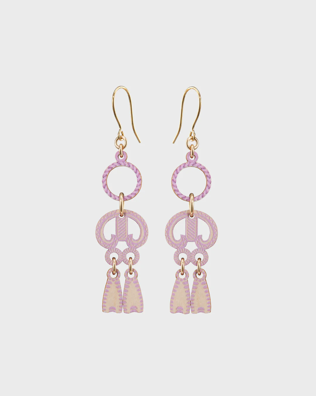 Pretzel plywood earrings pink