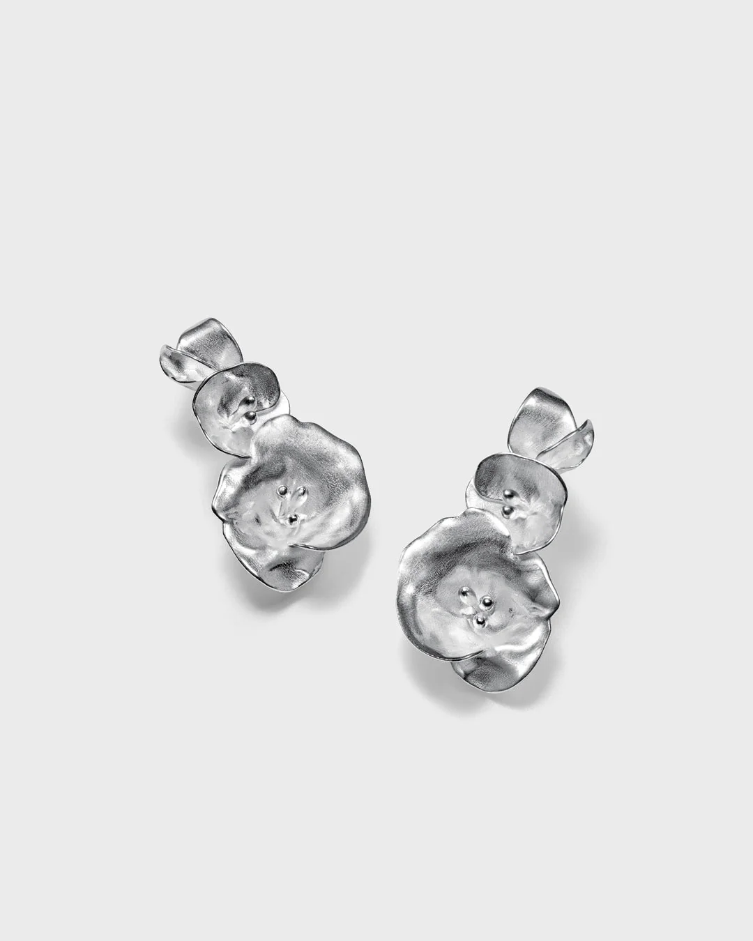 Summer night rose single earring large silver left